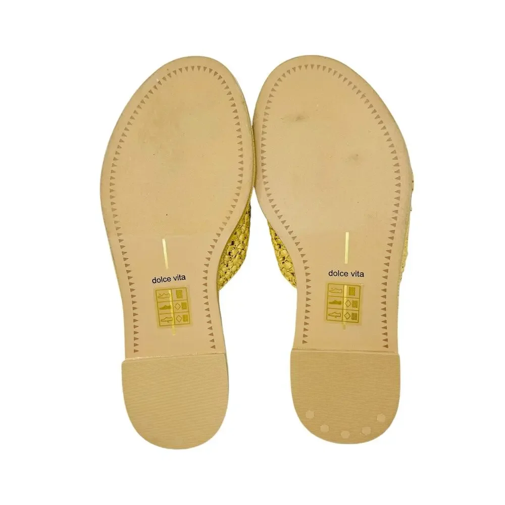 Dolce Vita NEW Alonzo Natural Raffia Buckle Slide Flat Sandal Size 7